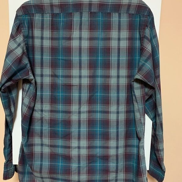 Gap shirt green green/maroon check medium - Picture 7 of 8